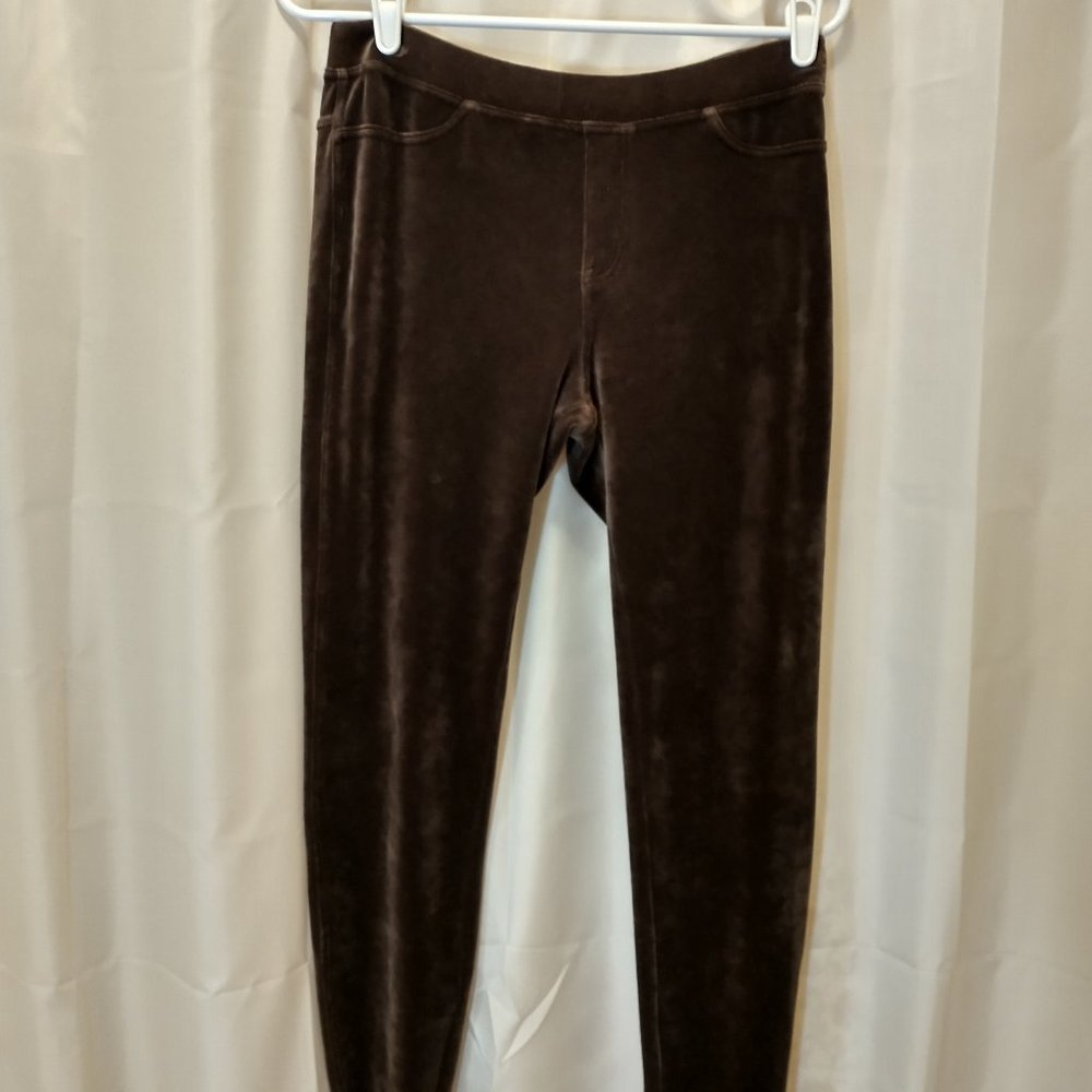 Hue cotton polyester spandex velvet leggings, brown, size medium